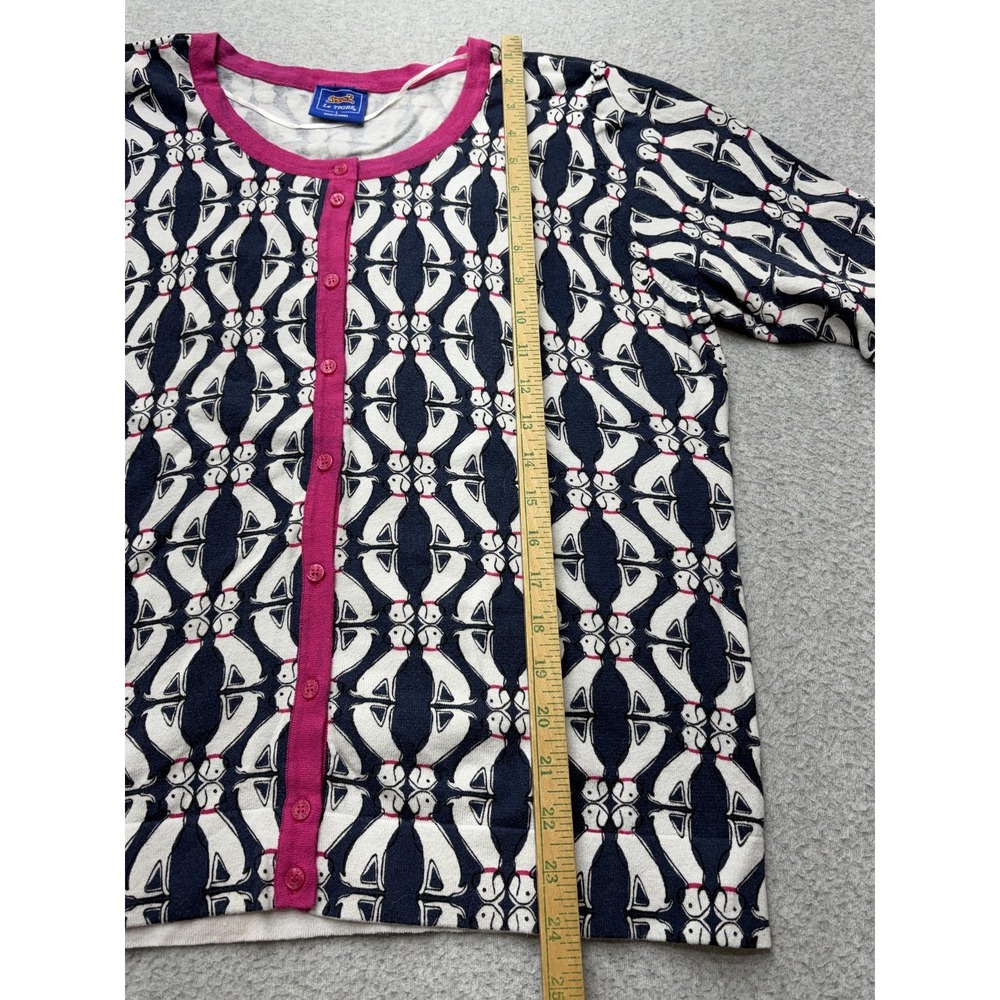Le Tigre Cardigan Sweater Womens L Multicolor Fun Dog Print Knit Button Front - Picture 9 of 13